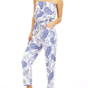Veronica M blue and white jumpsuit